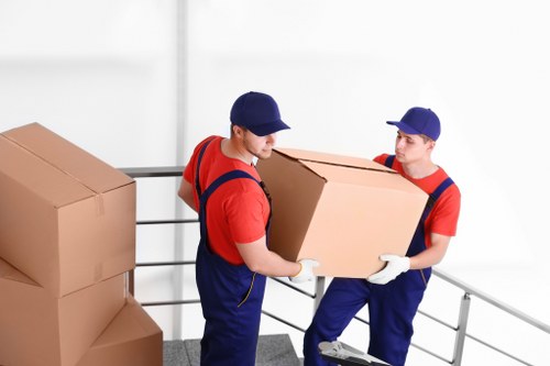 Packed boxes and furniture ready for a Marylebone move