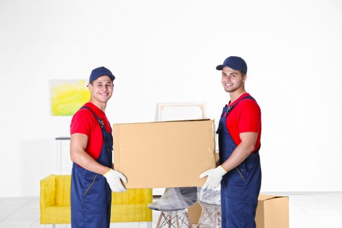 Office relocation planning in Marylebone with moving boxes and office furniture