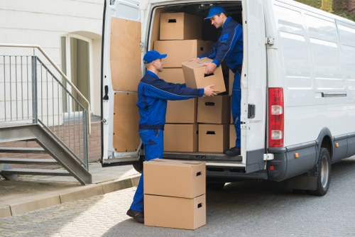 Van loading items for a Marylebone move in a residential street