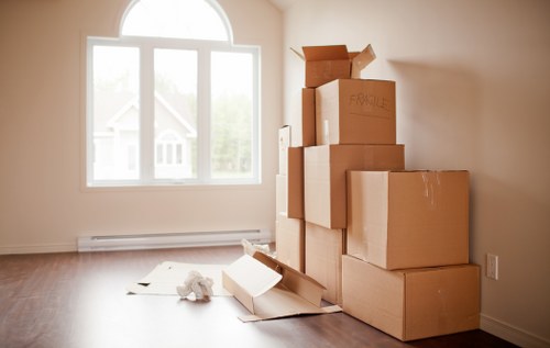 Furniture and boxes loaded into a removal van for central London move