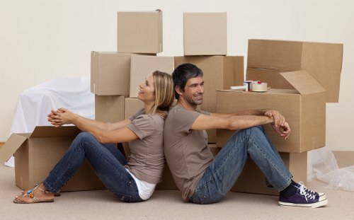 Local removals van and movers preparing for a Marylebone collection